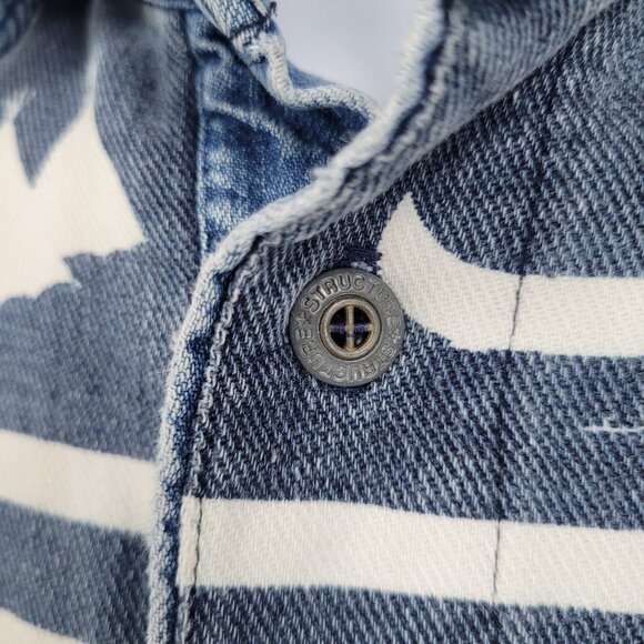 VTG Structure Activewear Blue White Western Cowboy Sleeveless Shirt USA Large - Picture 10 of 14